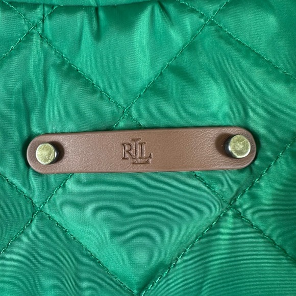 Lauren Ralph Lauren Women's Large Green Quilted Jacket Gold Snap Button Coat - Picture 7 of 10